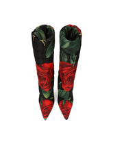 Quilted nylon ankle boots with rose print -  | Dolce &amp; Gabbana