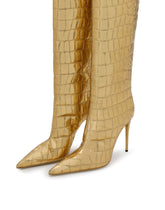 Crocodile-print foiled calfskin boots -  | Dolce &amp; Gabbana