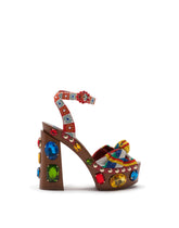 Carretto-print canvas clogs with bejeweled appliqués -  | Dolce & Gabbana