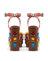 Carretto-print canvas clogs with bejeweled appliqués -  | Dolce & Gabbana