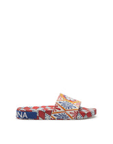 Rubber beachwear sliders with Carretto print -  | Dolce & Gabbana