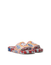 Rubber beachwear sliders with Carretto print -  | Dolce & Gabbana