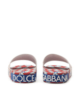 Rubber beachwear sliders with Carretto print -  | Dolce & Gabbana