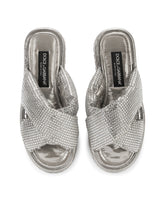 Padded nylon sliders with fusible rhinestones -  | Dolce & Gabbana