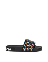 Rubber beachwear sliders with embroidery -  | Dolce & Gabbana