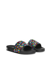 Rubber beachwear sliders with embroidery -  | Dolce & Gabbana