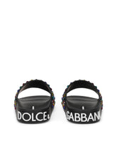Rubber beachwear sliders with embroidery -  | Dolce & Gabbana
