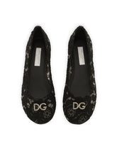 Lace ballet flats with rhinestone DG logo -  | Dolce & Gabbana