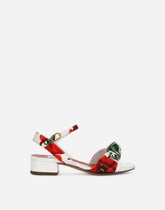 Poppy-print canvas sandals with heel -  | Dolce &amp; Gabbana