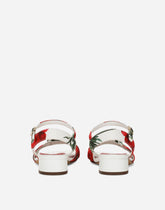 Poppy-print canvas sandals with heel -  | Dolce &amp; Gabbana