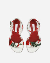 Poppy-print canvas sandals with heel -  | Dolce &amp; Gabbana