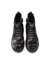 CALFSKIN COMBAT BOOTS WITH LOGO PRINT -  | Dolce &amp; Gabbana