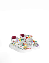 Printed calfskin sandals with flowers and DG logo -  | Dolce &amp; Gabbana