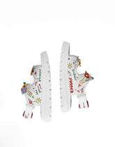 Printed calfskin sandals with flowers and DG logo -  | Dolce &amp; Gabbana