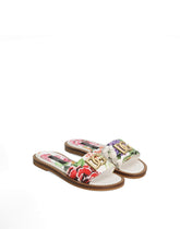 Flat canvas sliders with flower and DG logo print -  | Dolce &amp; Gabbana