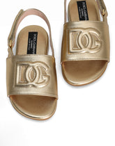 Foiled calfskin sandals with cut-out DG logo -  | Dolce &amp; Gabbana