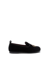 Velvet slippers with crown patch -  | Dolce & Gabbana