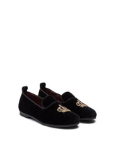 Velvet slippers with crown patch -  | Dolce & Gabbana