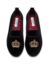 Velvet slippers with crown patch -  | Dolce & Gabbana