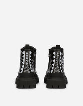 Calfskin combat boots with graffiti print -  | Dolce & Gabbana