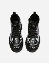 Calfskin combat boots with graffiti print -  | Dolce & Gabbana