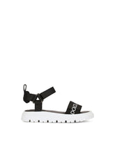 Calfskin sandals with logo tape -  | Dolce & Gabbana