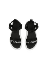 Calfskin sandals with logo tape -  | Dolce & Gabbana