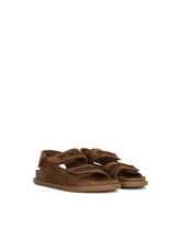 Split leather sandals with logo embroidery -  | Dolce & Gabbana