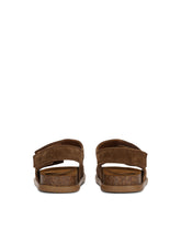Split leather sandals with logo embroidery -  | Dolce & Gabbana