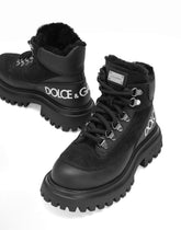 Nubuck and calfskin ankle boots with Dolce&amp;Gabbana logo -  | Dolce &amp; Gabbana