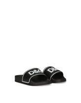 Rubber and calfskin sliders with logo print -  | Dolce & Gabbana