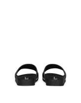 Rubber and calfskin sliders with logo print -  | Dolce & Gabbana