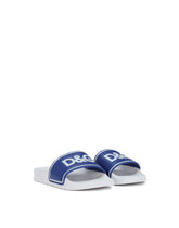 Rubber and calfskin sliders with logo print -  | Dolce & Gabbana