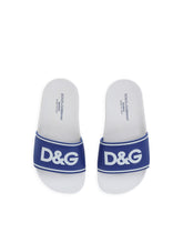 Rubber and calfskin sliders with logo print -  | Dolce & Gabbana