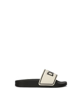 Rubber and calfskin sliders with logo print -  | Dolce &amp; Gabbana