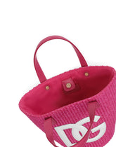 Straw handbag with patch and maxi-DG logo -  | Dolce & Gabbana