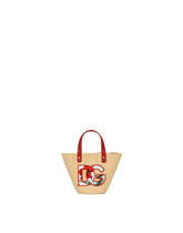 Straw handbag with patch and maxi-DG logo -  | Dolce & Gabbana