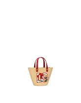 Straw handbag with patch and maxi-DG logo -  | Dolce & Gabbana