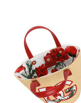 Straw handbag with patch and maxi-DG logo -  | Dolce & Gabbana