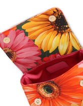 Calfskin handbag with gerbera-daisy print -  | Dolce &amp; Gabbana