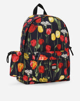 Tulip-print nylon backpack with branded tag -  | Dolce &amp; Gabbana