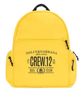 Rubberized technical fabric backpack with logo print -  | Dolce & Gabbana