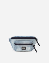 Washed denim belt bag with logo tag -  | Dolce &amp; Gabbana