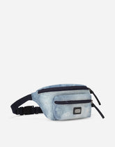 Washed denim belt bag with logo tag -  | Dolce &amp; Gabbana