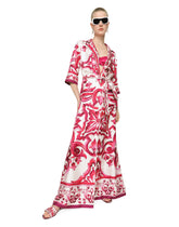Silk twill robe with majolica print -  | Dolce & Gabbana
