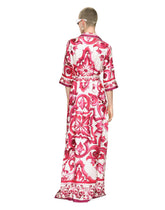 Silk twill robe with majolica print -  | Dolce & Gabbana