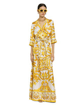 Silk twill robe with majolica print -  | Dolce &amp; Gabbana