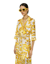 Silk twill robe with majolica print -  | Dolce &amp; Gabbana