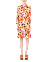 Single-breasted cady coat with gerbera-daisy print and pearl DG buttons -  | Dolce & Gabbana