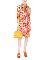 Single-breasted cady coat with gerbera-daisy print and pearl DG buttons -  | Dolce & Gabbana